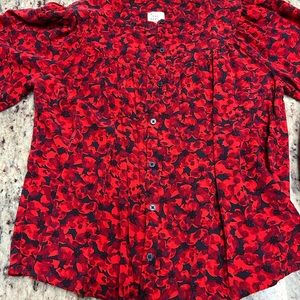Floral red 3/4 sleeve shirt